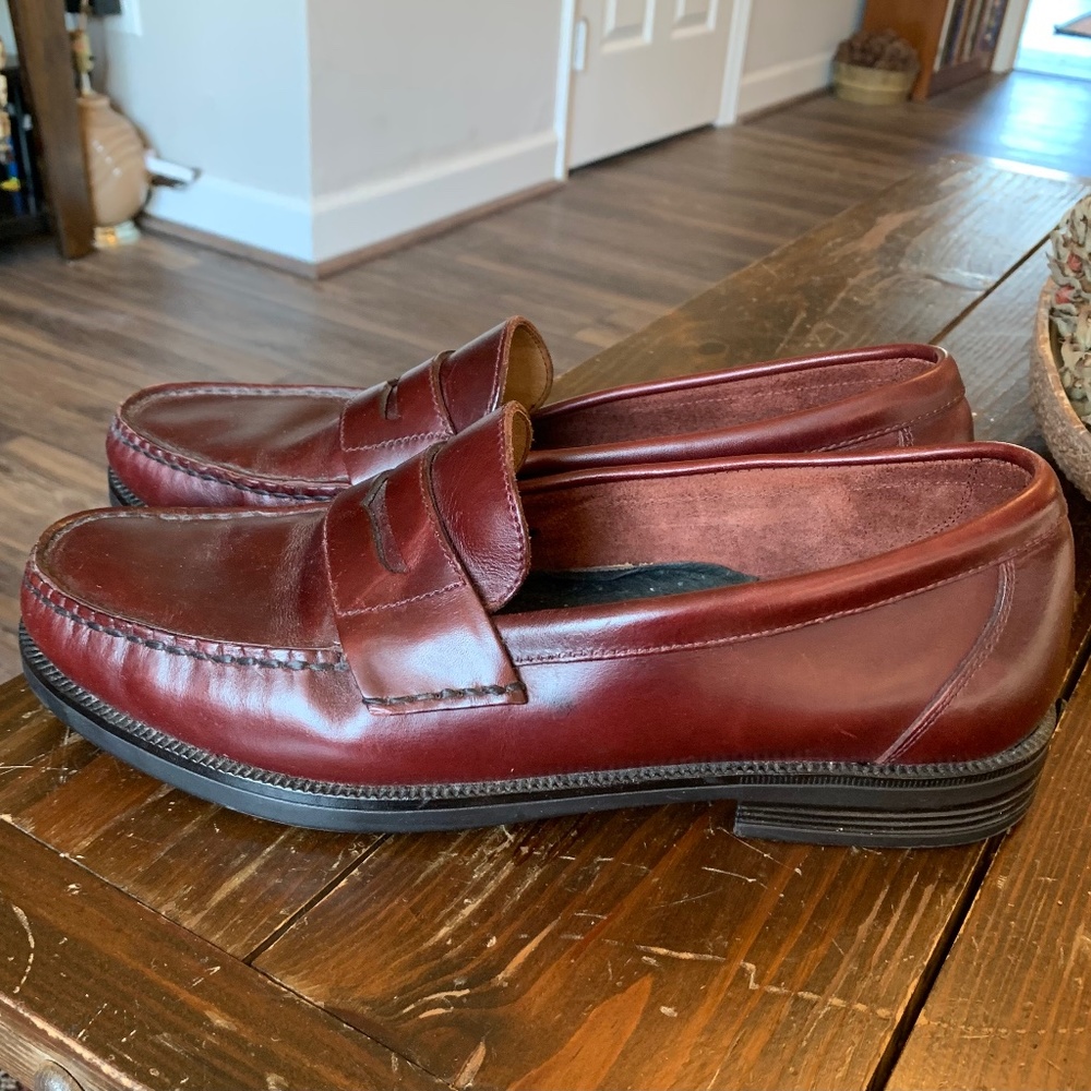 Hush Puppies Men's Gordon Penny Loafers Genuine Leather Oxblood Size 10 10M